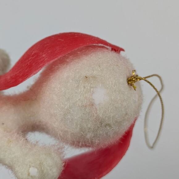 5 Vintage White Felted Snoopy Style Dog Christmas Tree Ornament Ears Tongue RARE - Picture 13 of 16